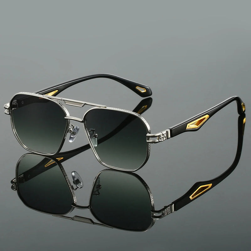 Men's UV400 Gradient Lens Sunglasses with Lightweight Metal Frame