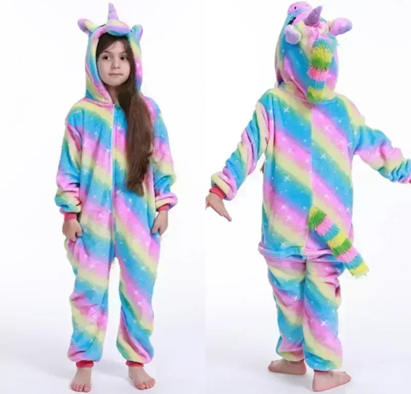 Unicorn Fleece Onesie – Cute Pajamas with Horn and Ears for Girls
