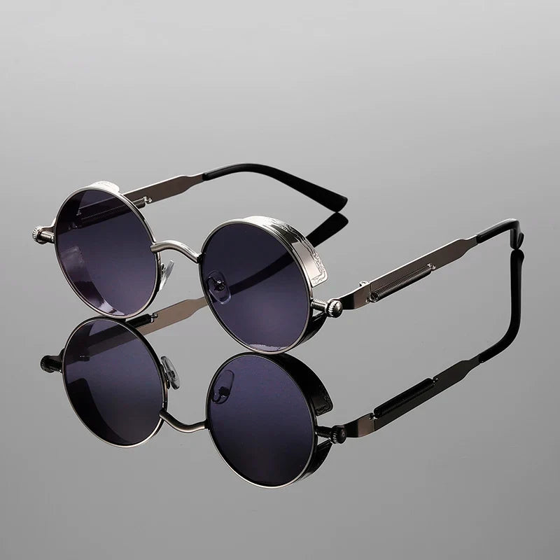 Men's Vintage Round Metal Sunglasses with UV400 Protective Lenses