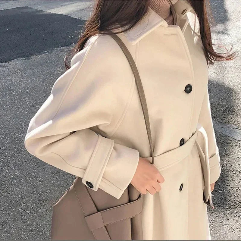 Long Ladies' Coat with Belt – Elegant and Warm for Winter