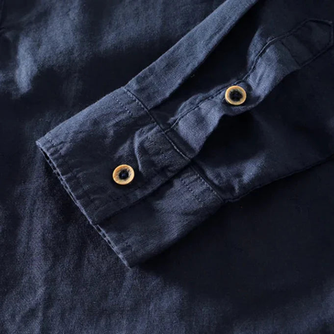 Men's Shirt with Mandarin Collar and Cotton-Linen Blend – Airy, Comfortable and Timeless