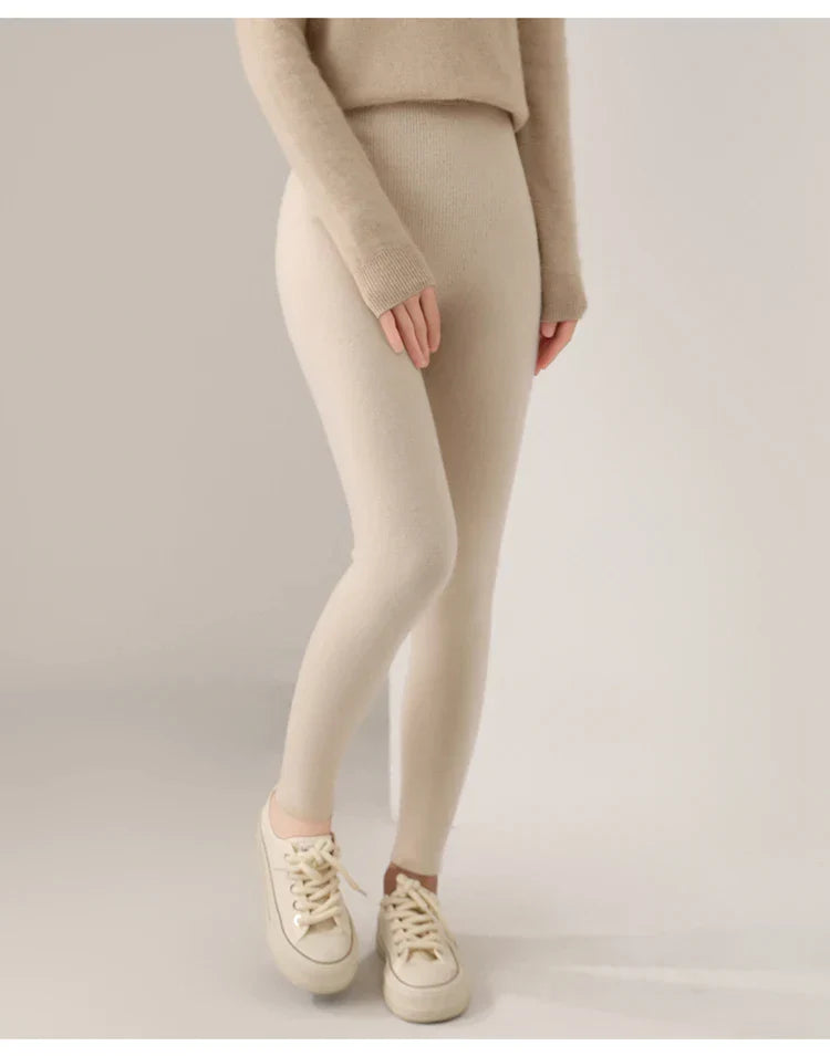 Cashmere Leggings – High Waist Fine Knit – Women’s