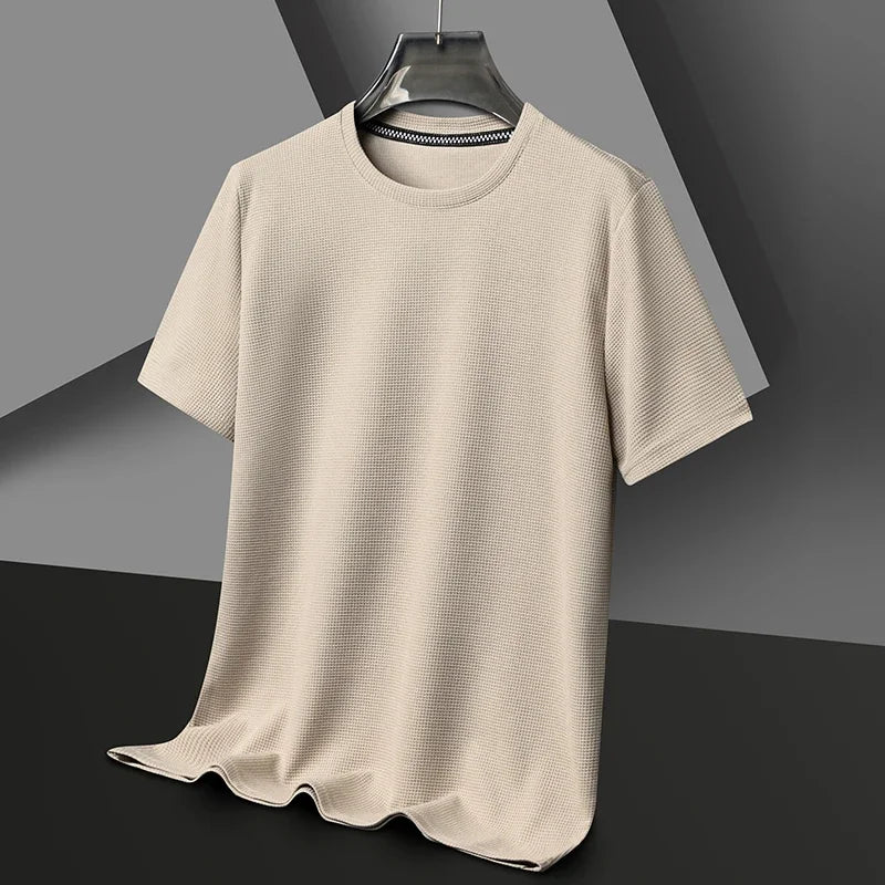 Men's T-Shirt with Waffle Texture and Breathable Comfort for Warm Days