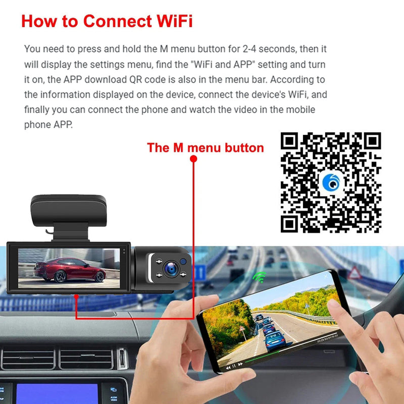 1080P WiFi Dual Lens Dash Cam