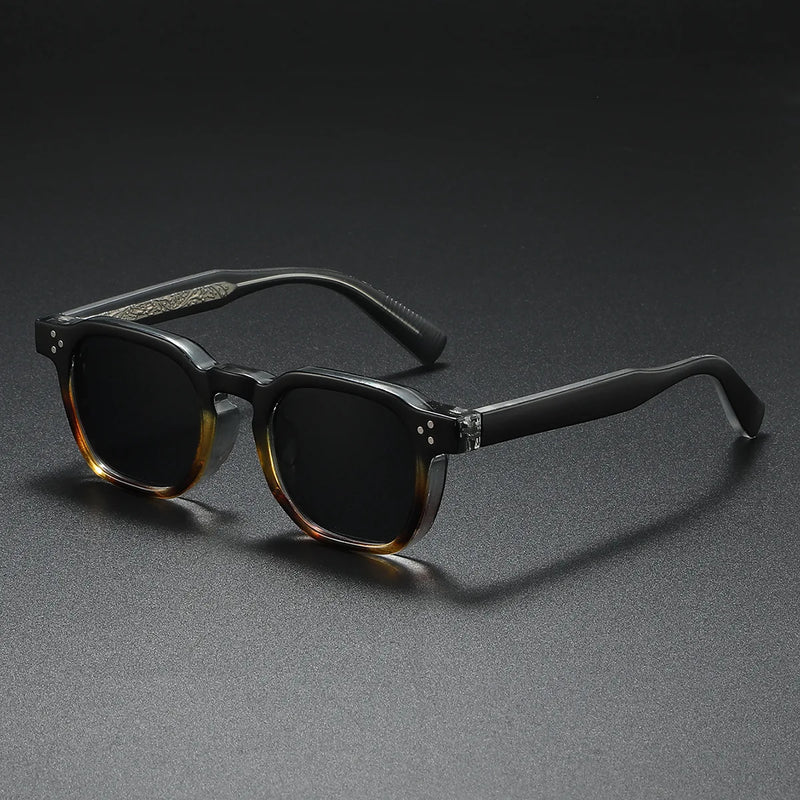 Men's Chunky Acetate Sunglasses with UV400 Lenses and Bold Square Frame