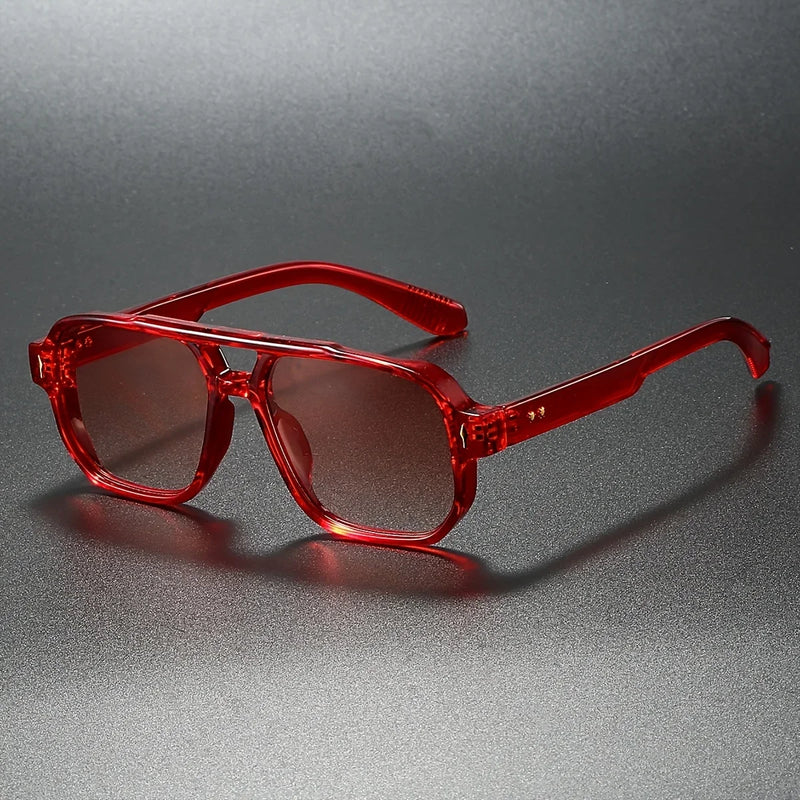 Men's Vintage Square Sunglasses with Double Bridge and UV400 Protection