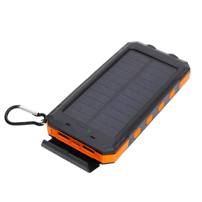 Portable Solar Power Bank with Fast Charging and Dual LED Torch for Outdoor