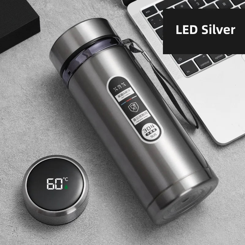 Insulated Stainless Steel Vacuum Flask with LED Temperature Display