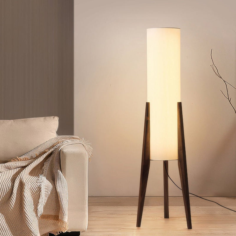 Scandinavian Floor Lamp with Dimmable LED Lighting and Walnut Base