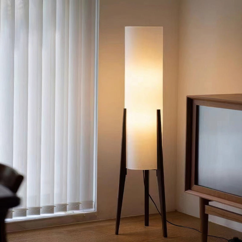 Scandinavian Floor Lamp with Dimmable LED Lighting and Walnut Base
