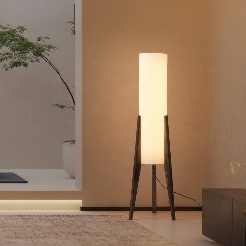 Scandinavian Floor Lamp with Dimmable LED Lighting and Walnut Base