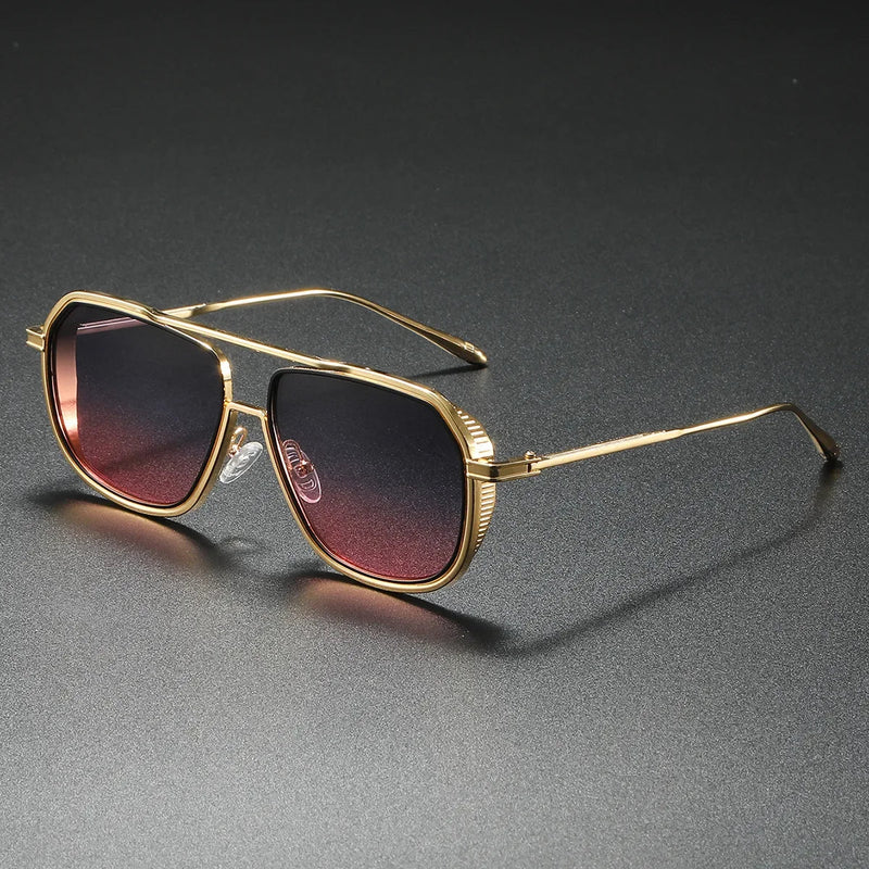 Men's Retro Aviator Sunglasses with Gradient UV400 Protective Lenses