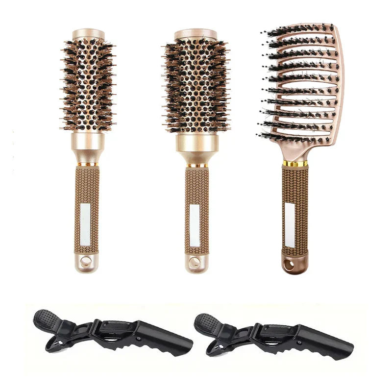 Professional Round Hair Brush Set for Blow-Drying – Ceramic and Anti-Frizz