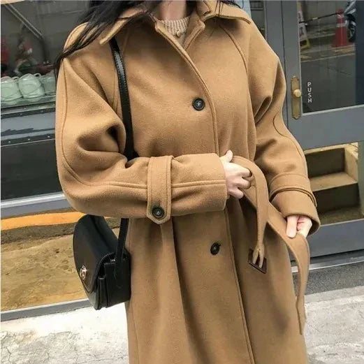 Long Ladies' Coat with Belt – Elegant and Warm for Winter