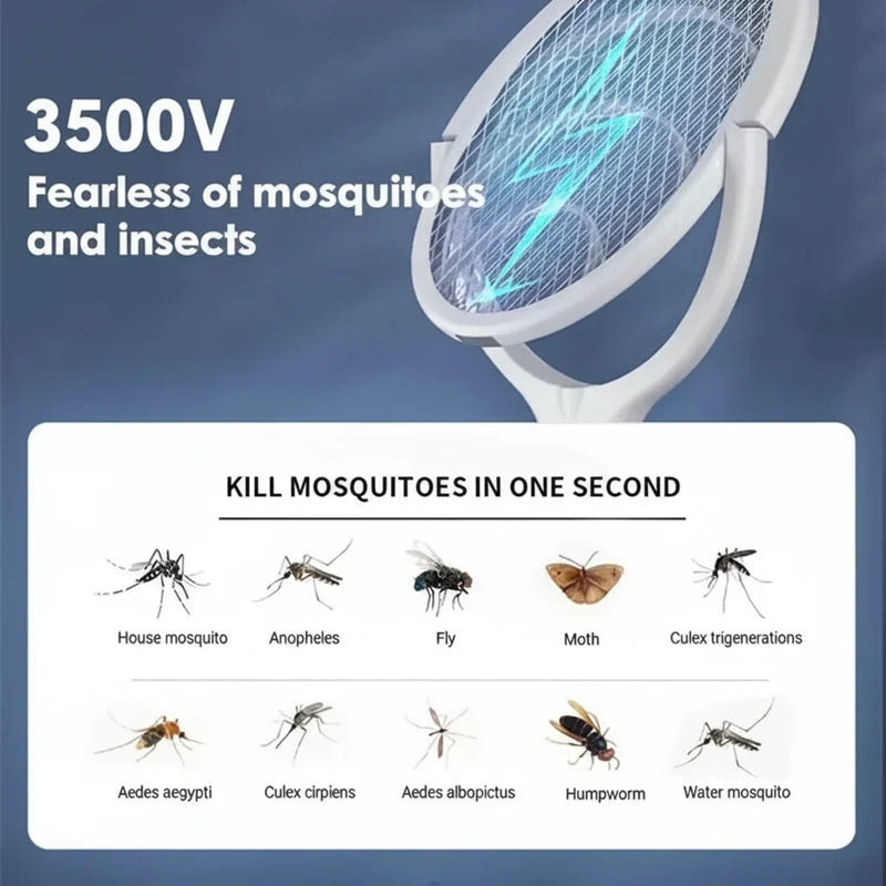 Rechargeable Electric Mosquito Swatter with LED Lamp & Adjustable Head