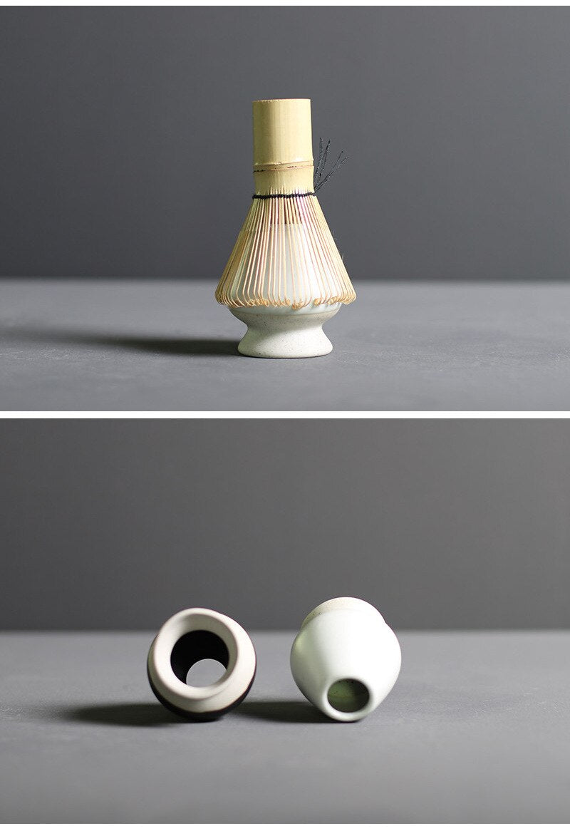 Traditional Matcha Tea Set with Bamboo Whisk and Ceramic Bowl