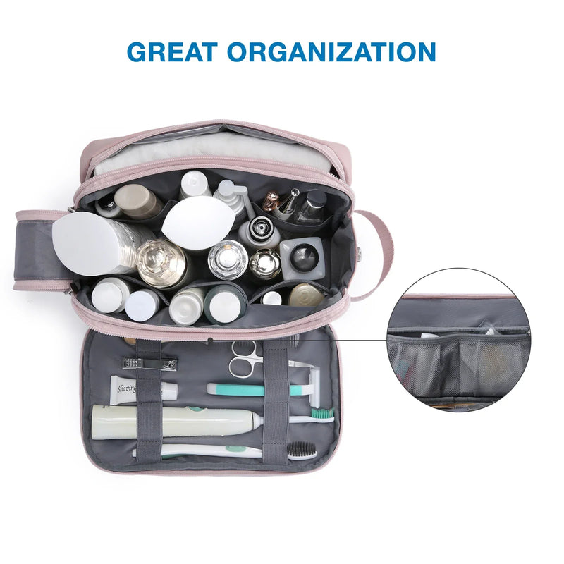 Water-resistant toiletry bag with multiple compartments and zips – Practical for travel