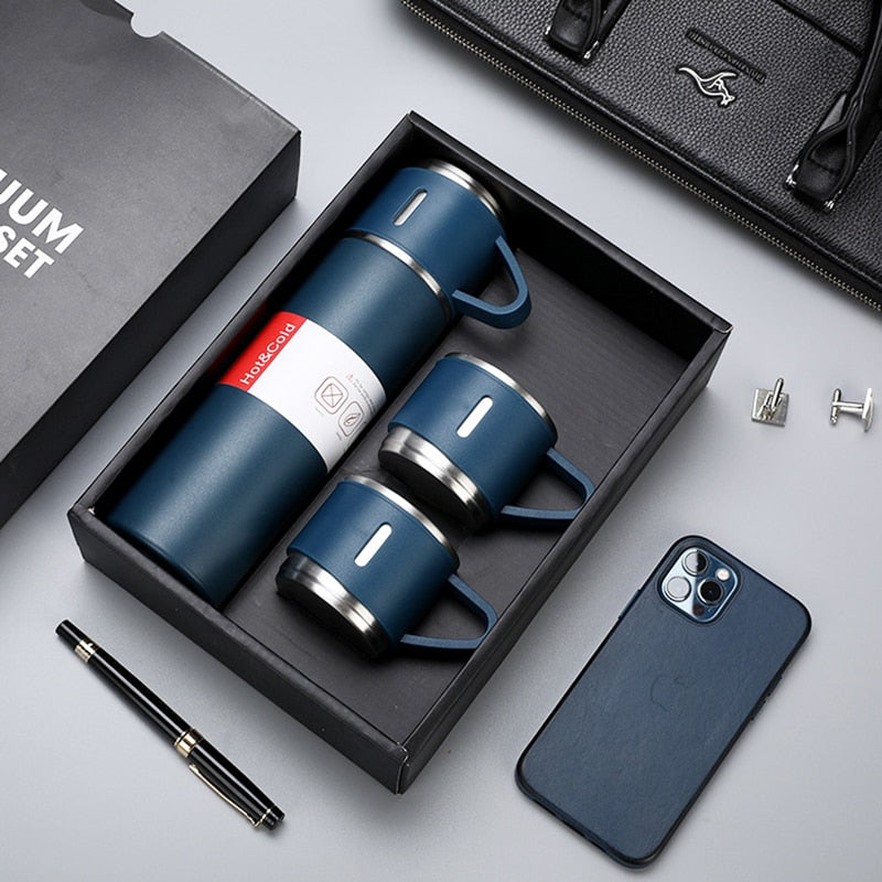 Stainless Steel Vacuum Flask with Cup Lid for Hot and Cold Drinks