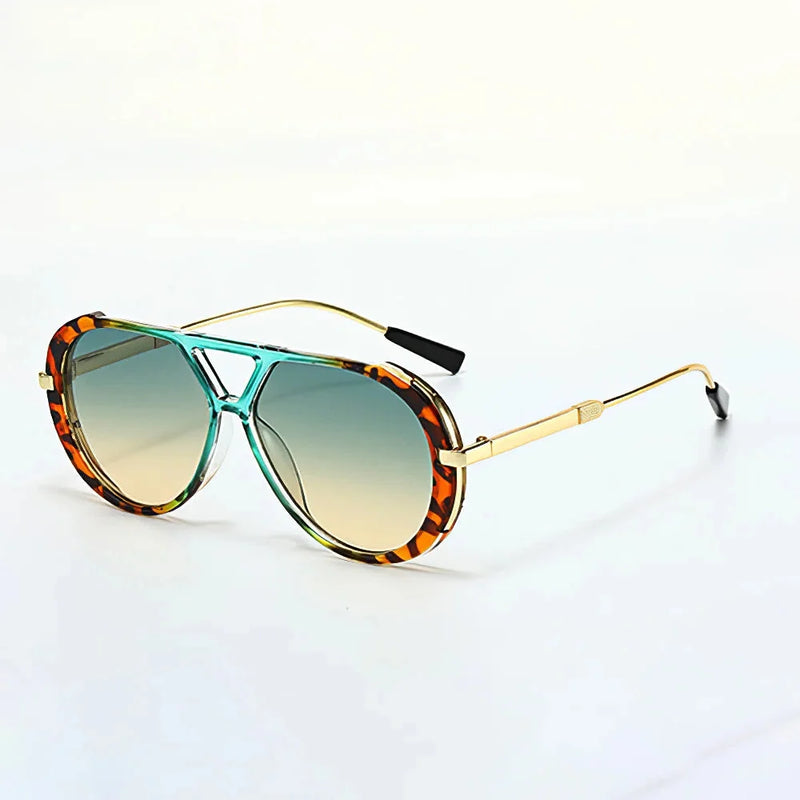 Women's Statement Aviator Sunglasses with UV400 Lenses and Metal Frame