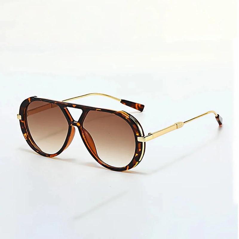 Women's Statement Aviator Sunglasses with UV400 Lenses and Metal Frame