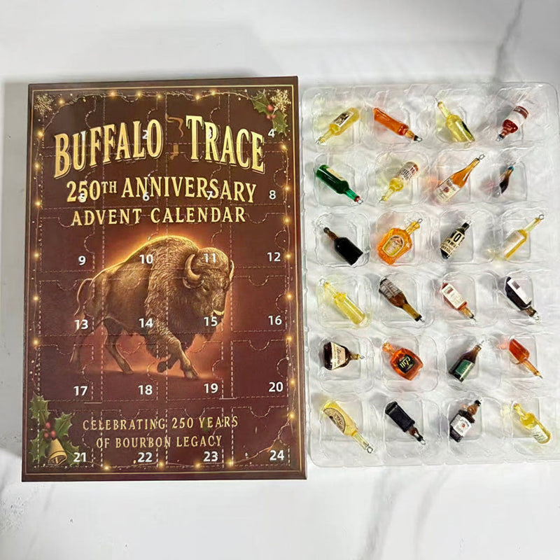 Whiskey-Inspired Advent Calendar with 24 Mini Bottle Ornaments