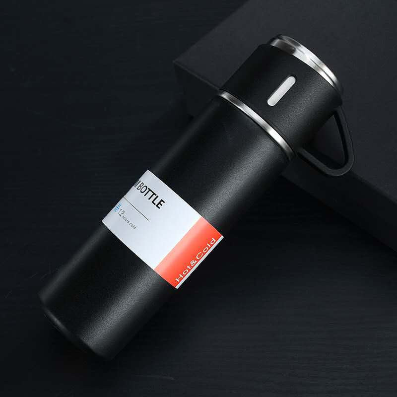 Stainless Steel Vacuum Flask with Cup Lid for Hot and Cold Drinks