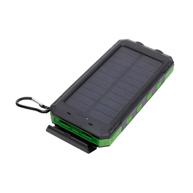 Portable Solar Power Bank with Fast Charging and Dual LED Torch for Outdoor