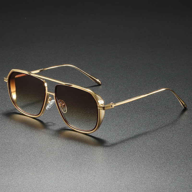 Men's Retro Aviator Sunglasses with Gradient UV400 Protective Lenses