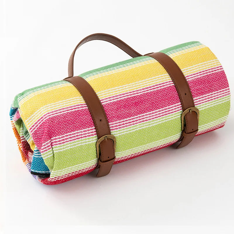 Waterproof Picnic Blanket with Checked Pattern and Comfortable Foam Filling