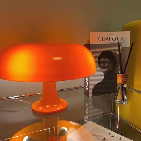Scandinavian Mushroom Table Lamp with Rounded Dome Shade