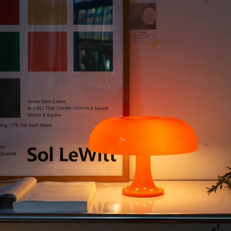 Scandinavian Mushroom Table Lamp with Rounded Dome Shade