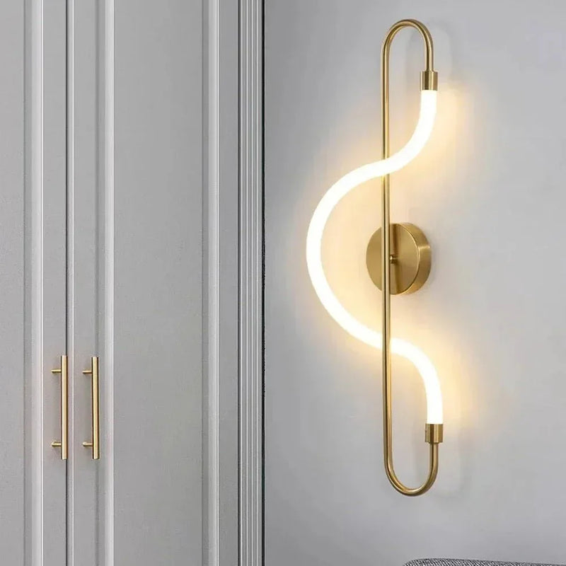 Wall Light with Curved LED Strip and Slender Metal Frame