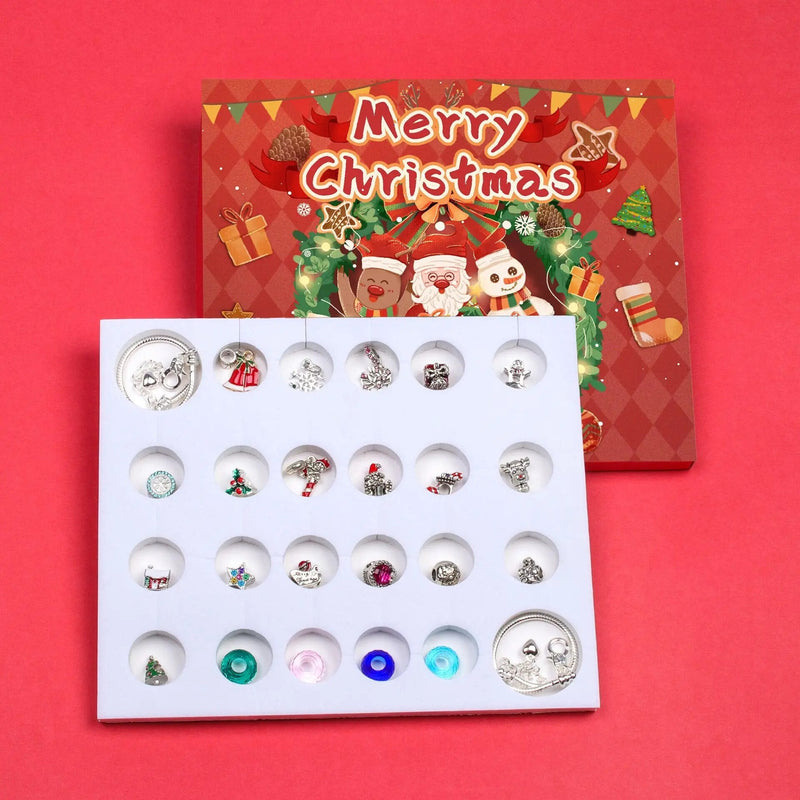 24-Day Christmas Jewellery Advent Calendar with Bracelet & Festive Charms