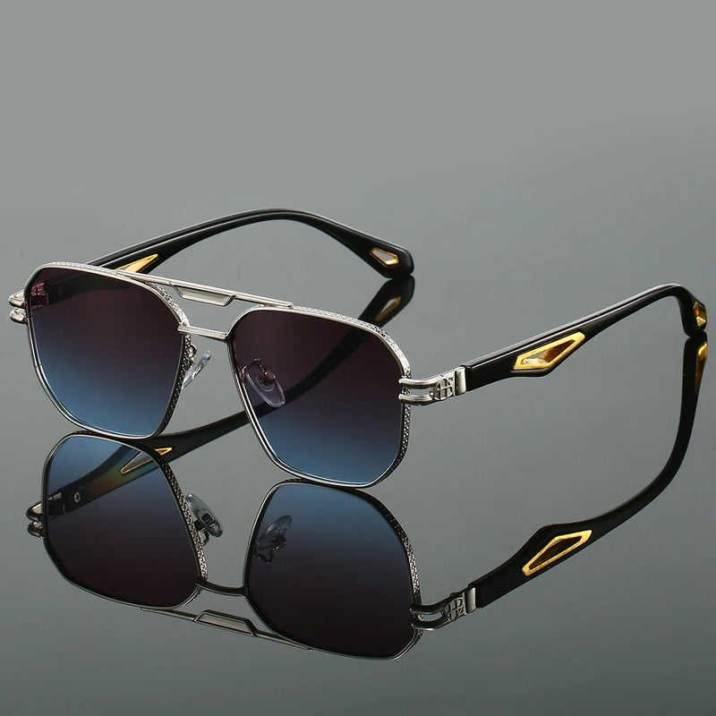 Men's UV400 Gradient Lens Sunglasses with Lightweight Metal Frame