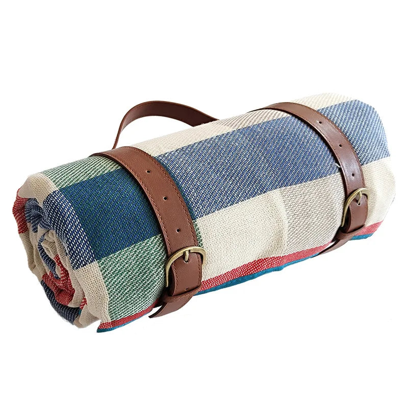 Waterproof Picnic Blanket with Checked Pattern and Comfortable Foam Filling
