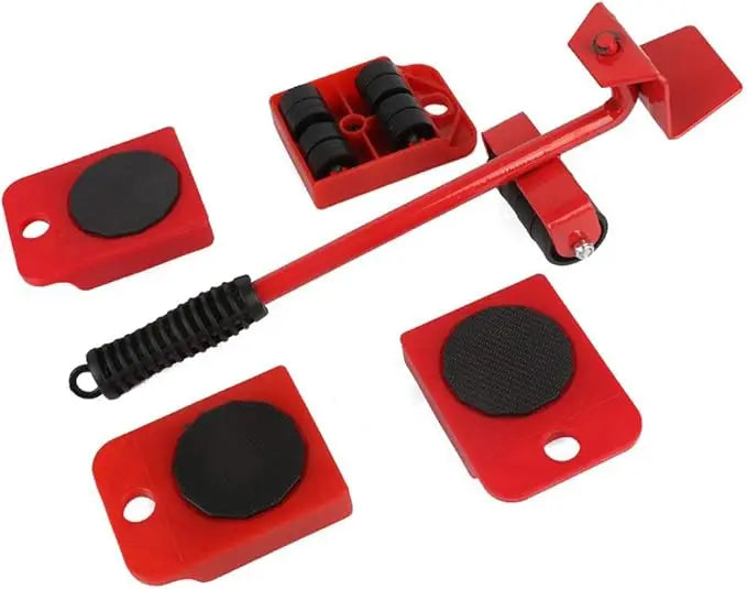 Furniture Lifter Set with Steel Lever and Four Wheeled Moving Pads