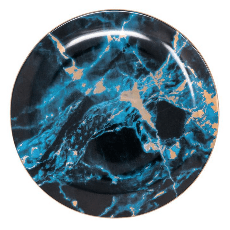 Luxury Porcelain Plates with Marble Look and Gold Accents for Stylish Table Setting