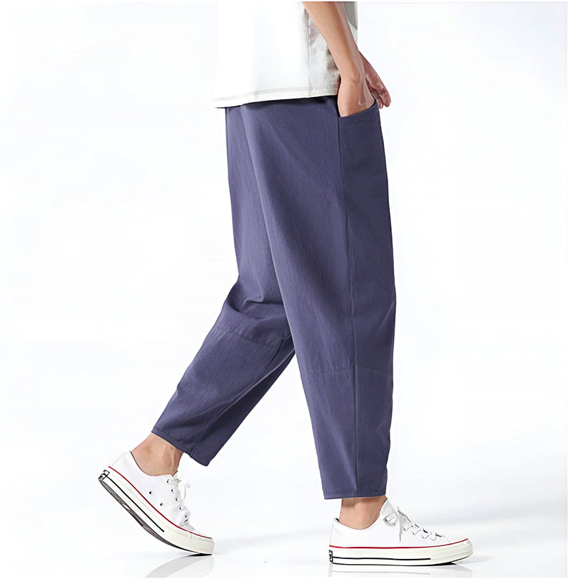 Cropped Men's Trousers in Cotton-Linen – Breathable, Comfortable, and Relaxed