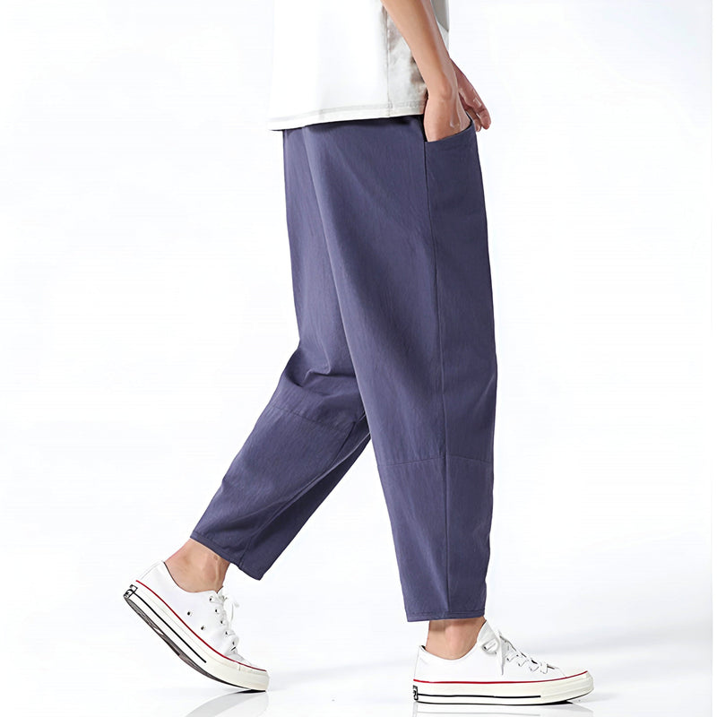 Men's Cropped Cotton Linen Trousers – Comfortable and Airy