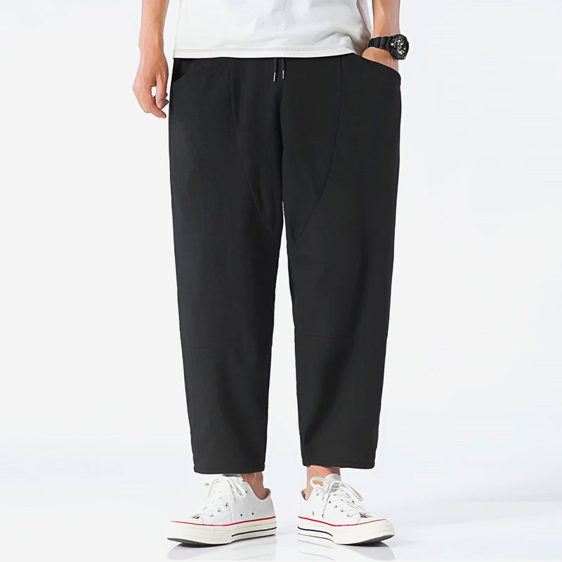 Men's Cropped Cotton Linen Trousers – Comfortable and Airy