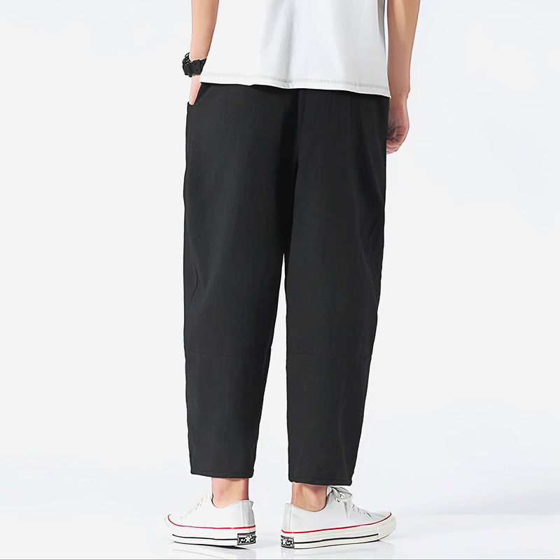 Cropped Men's Trousers in Cotton-Linen – Breathable, Comfortable, and Relaxed