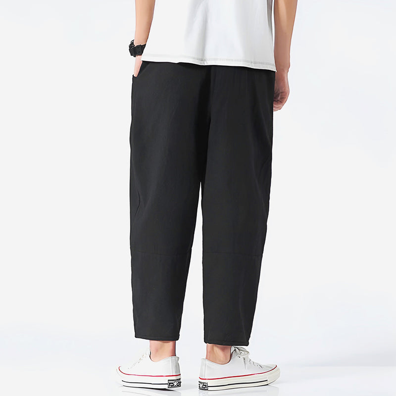 Men's Cropped Cotton Linen Trousers – Comfortable and Airy