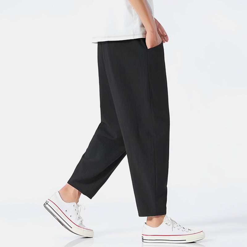Cropped Men's Trousers in Cotton-Linen – Breathable, Comfortable, and Relaxed