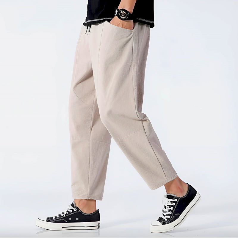 Men's Cropped Cotton Linen Trousers – Comfortable and Airy