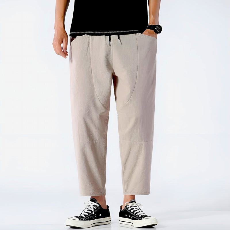 Men's Cropped Cotton Linen Trousers – Comfortable and Airy