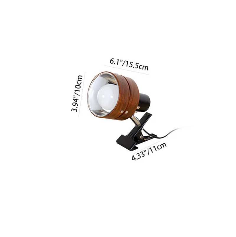 Adjustable Wood and Metal Clip-On Lamp for Desks and Shelves