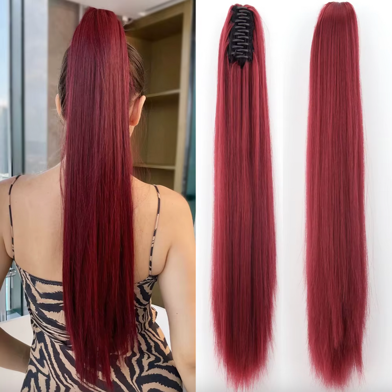 Ponytail Hair Extension with Synthetic Fibres and Claw Clip Attachment