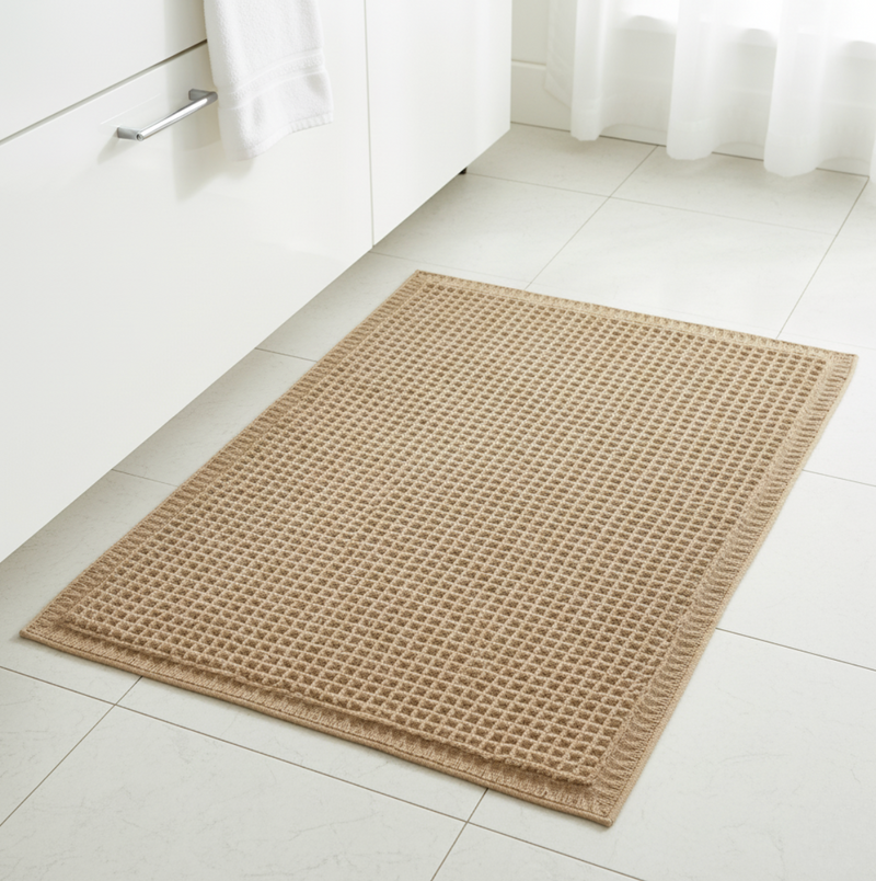 Waffle Bath Mat with Absorbent Microfibre and Non-Slip Backing