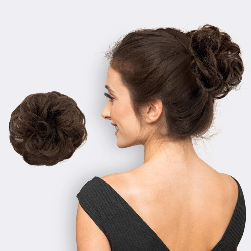Messy Bun Hair Scrunchie with Synthetic Fibres and Elastic Attachment