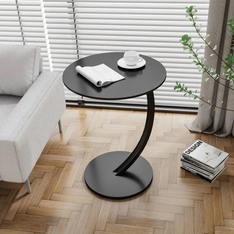 Compact Round Side Table for Living Room and Bedroom with Stable Frame